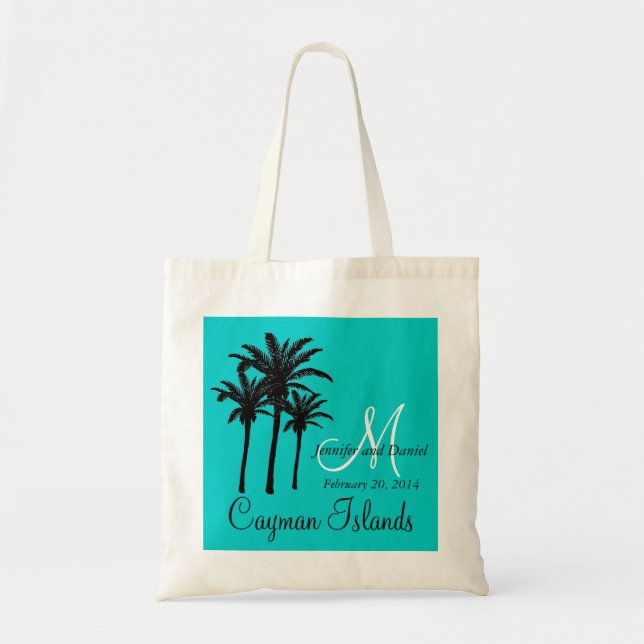 Hochzeit in Urlaubsorts-Tragetaschen-Palme-Aqua Tragetasche (Vorne)
