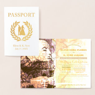 Hochzeit in Urlaubsortspass-Goldfolie Folienkarte