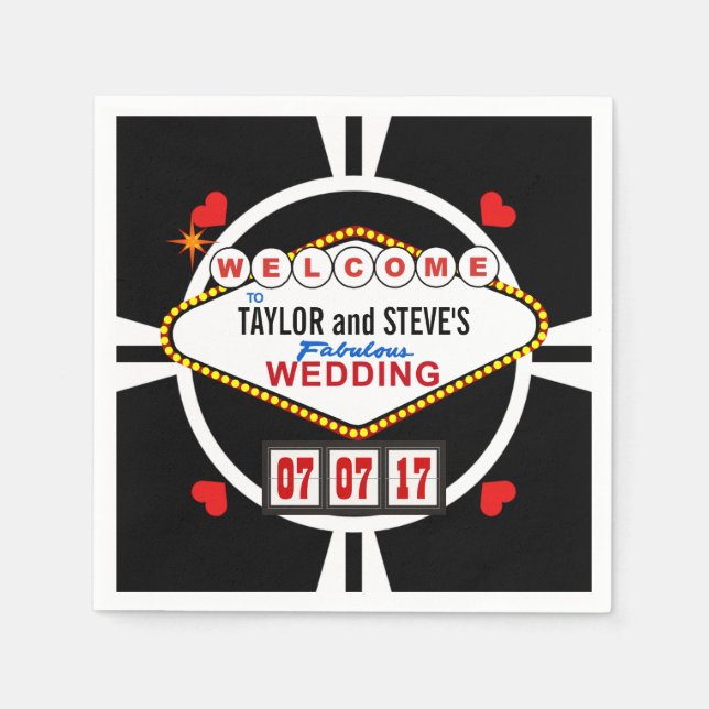 Hochzeit in Vegas Casino Gefallen Poker Chip Serviette (Vorderseite)