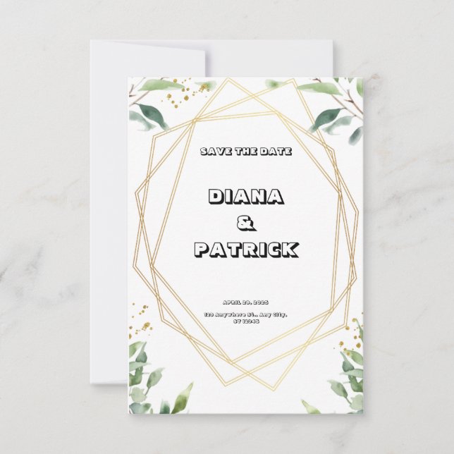 Hochzeit in Weiß und Grün Einladung (Vorderseite)