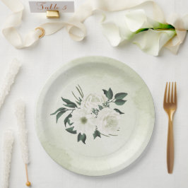 Hochzeit in weißem Blumen Pappteller