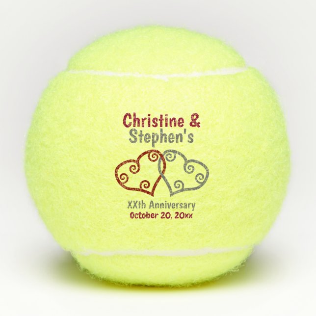 Hochzeit Jubiläum Elegantes Herzgeschenk oder Gefa Tennisbälle (Vorderseite)