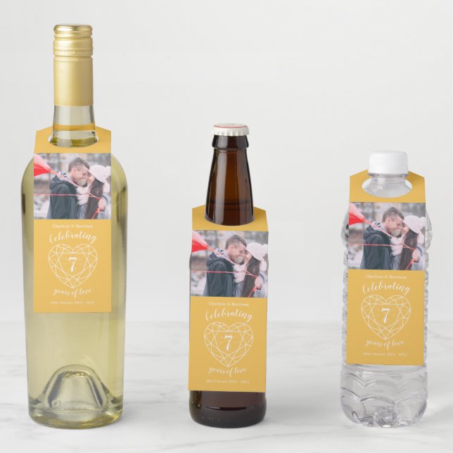 Hochzeit Jubiläum Foto Golden Saphir Flaschenanhänger (Beispiel)