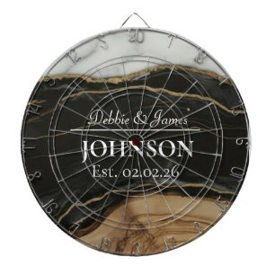 Hochzeit Jubiläum Holz Schwarz Weiß Achat Marmor Dartscheibe