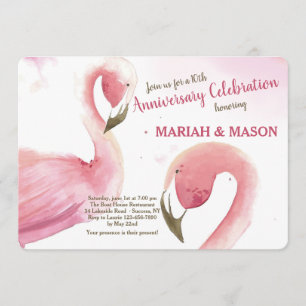 Hochzeit-Jubiläumseinladung mit rosa Flamingos Einladung