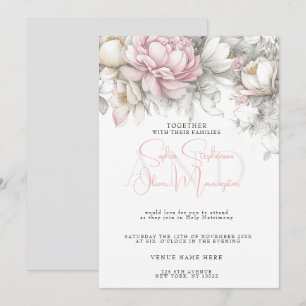 Hochzeit   Klassisch Moderne Elfenbein- und Rosé-B Einladung