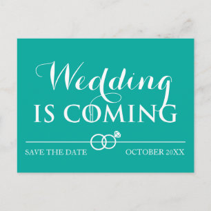 Hochzeit kommt Save the Date Weiß Ankündigungspostkarte