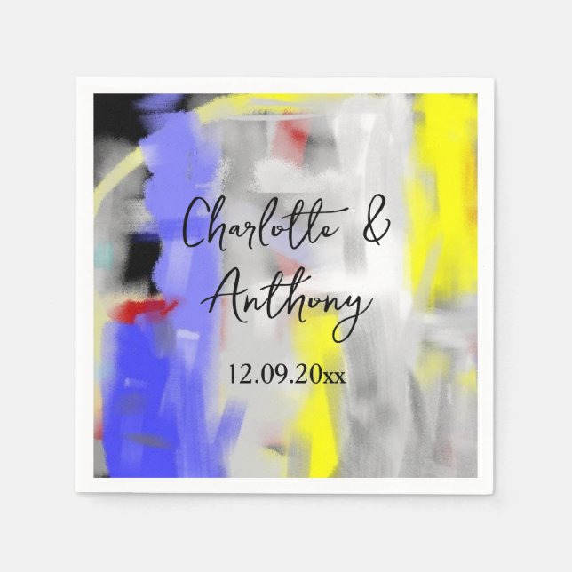 Hochzeit kreative Abstrakte Kunst Blau Serviette (Vorderseite)