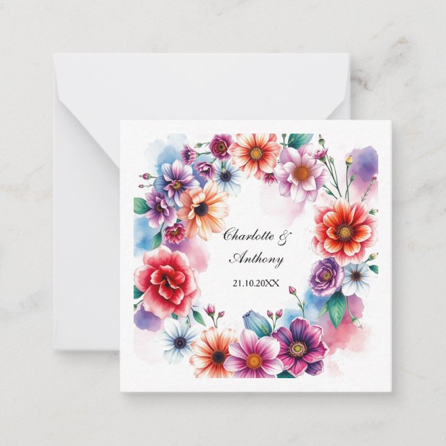 Hochzeit kreative Blumenbezeichnungen von Paar & D Mitteilungskarte (Vorderseite)