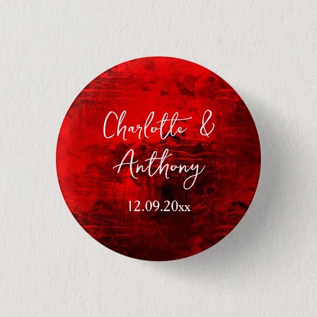 Hochzeit kreatives Abstraktes Kunstwerk Rot Button (Vorderseite)