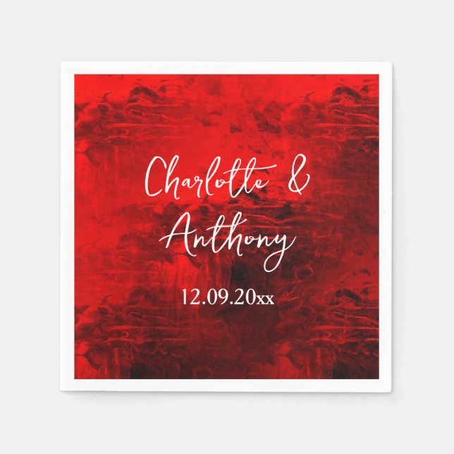 Hochzeit kreatives Abstraktes Kunstwerk Rot Serviette (Vorderseite)