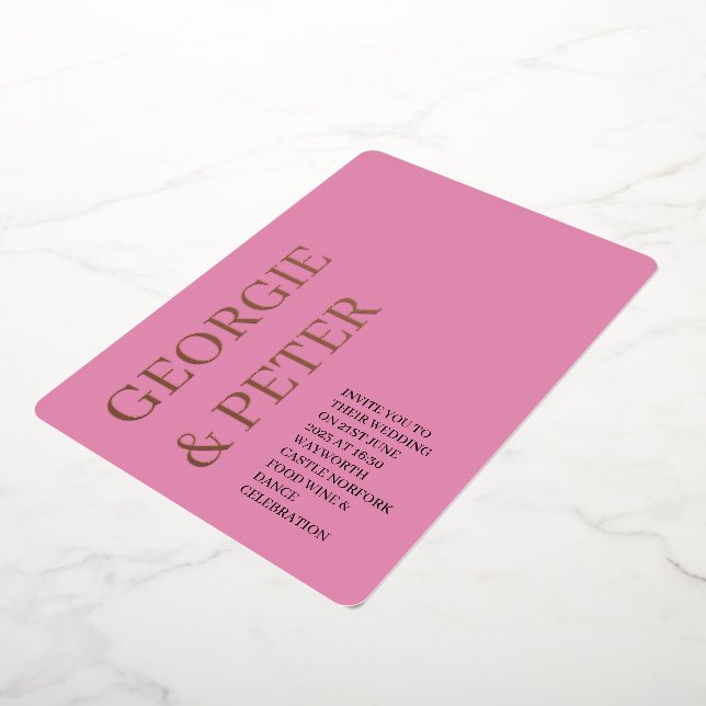 Hochzeit laden echter Foil Text Soft Pink Hintergr Folieneinladung (Gedreht)