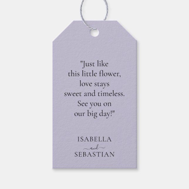 Hochzeit Lavendel Flieder Touch Geschenkanhänger (Vorderseite)