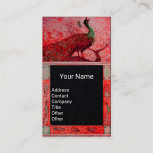 Hochzeit Liebe Pfau-Monogramm Rot Schwarz Papier Visitenkarte