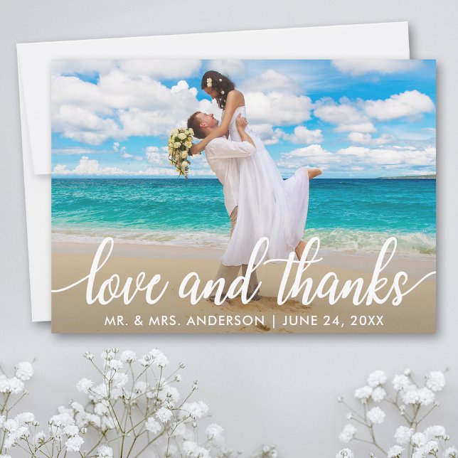 Hochzeit Liebe und Dank | Danke Foto (Customize to add text or more photos to back of card.)