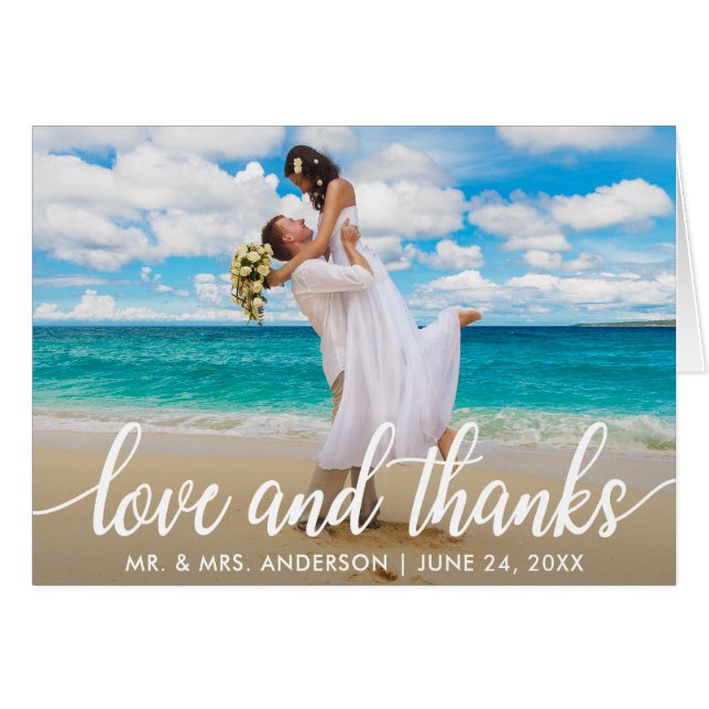 Hochzeit Liebe und Dank | Danke Foto Falten (Vorderseite (Horizontal))