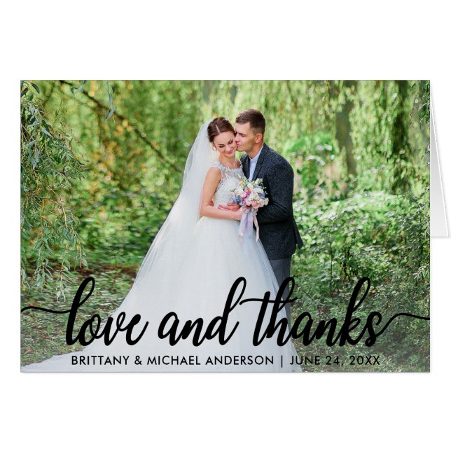 Hochzeit Liebe und Danke| Danke Foto Falten (Vorderseite (Horizontal))