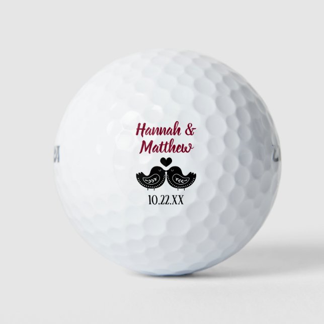 Hochzeit liebende Vögel Vielen Dank für Ihre Unter Golfball (Vorderseite)