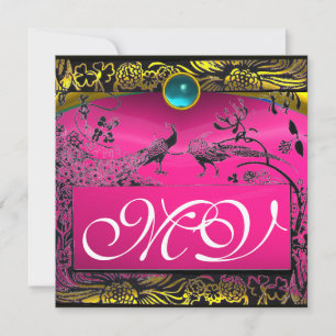 Hochzeit Liebesvögel Monogramm schwarz gelb rosa b Ankündigung
