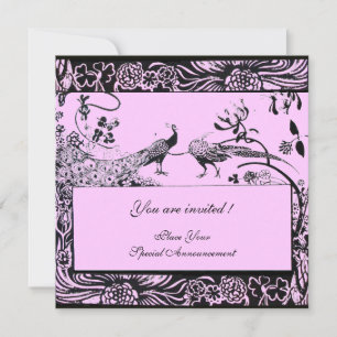 Hochzeit Liebesvögel, schwarz und weiß, rosa Einladung