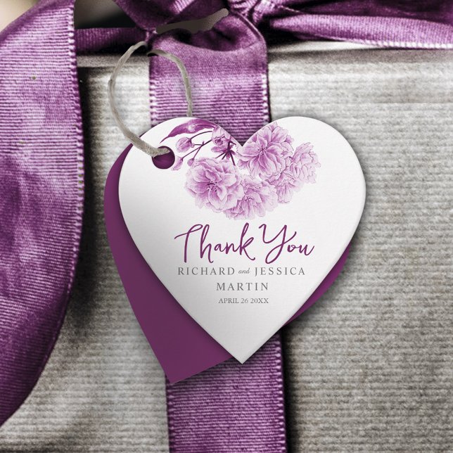 Hochzeit lila florale Aquarellfarbe danke Ihnen fü Geschenkanhänger (Von Creator hochgeladen)