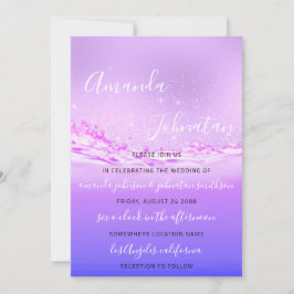 Hochzeit Lila Ozean Pink Spark Bubbles Aqua Einladung