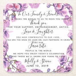 Hochzeit lila Party/Hochzeit Danke Rechteckiger Pappuntersetzer