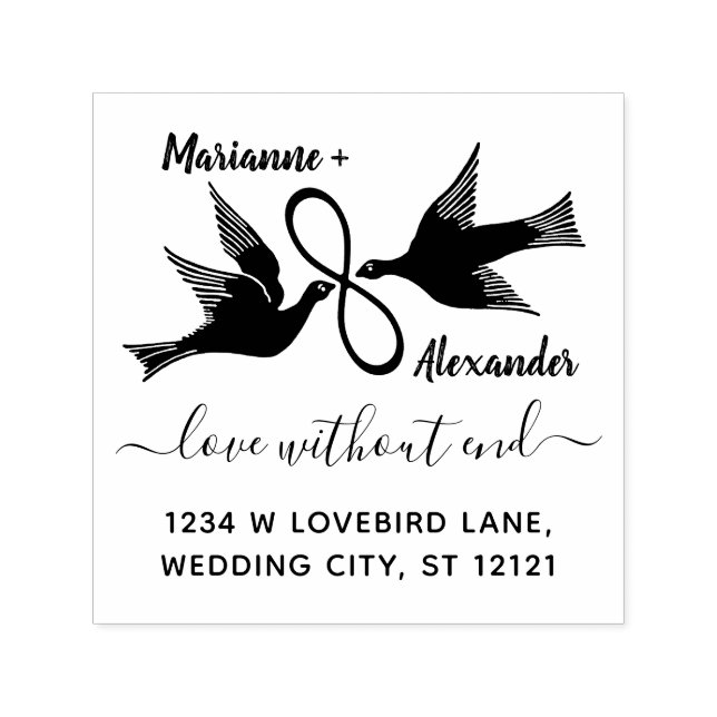 Hochzeit Lovebirds Unendlichkeit | RÜCKSENDEADRESS Permastempel (Design)