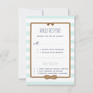 Hochzeit Maritime Minze & Weiße Wasserfarbe Verans RSVP Karte