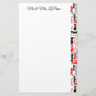 Hochzeit mehrsprachiger Dank Typografie Collage Briefpapier