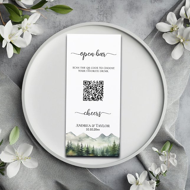 Hochzeit-Menükarten mit QR-Code für Open Bar Menükarte (Von Creator hochgeladen)