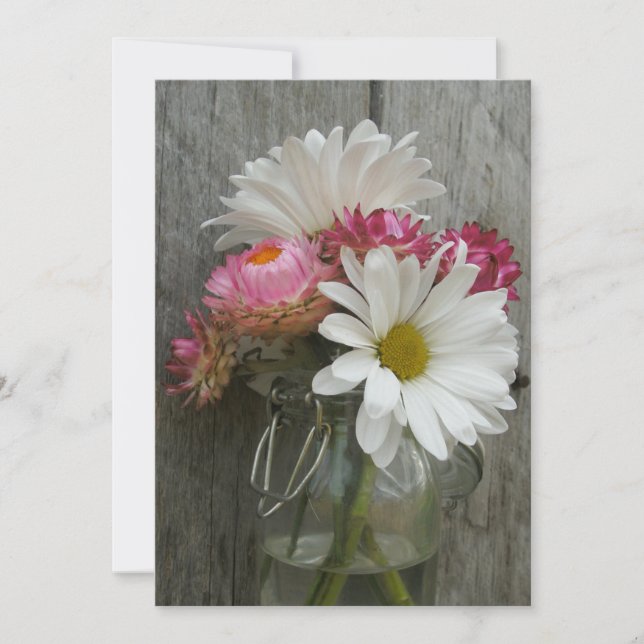 Hochzeit: Milcherzeugnisse, Strohblumen und Barnwo Einladung (Vorderseite)