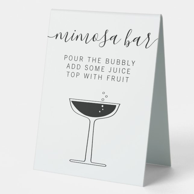Hochzeit Mimosa Bar Sign, Bubbly Bar Drink Bar Tischaufsteller (Vorderseite)