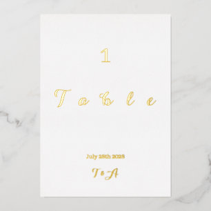 Hochzeit Minimal Tischnummer Karte Echtgold