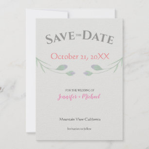 Hochzeit Minimalistisch Chic Grau Floral Save The Date