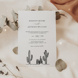 Hochzeit Minimalistische Cactus Line Art Wüste Einladung