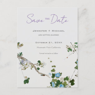 Hochzeit Minimalistische Kalligrafie Floral  Ankündigungspostkarte
