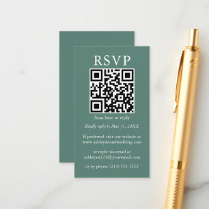 Hochzeit Minimalistische QR-UAWG Eucalyptus Green Begleitkarte