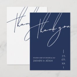 Hochzeit Minimalistischer Navy-Script-Typografie Dankeskarte