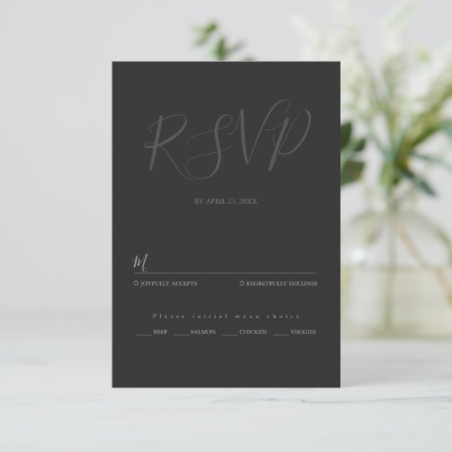 Hochzeit Minimalistischer Schrift RSVP Karte (Stehend Vorderseite)