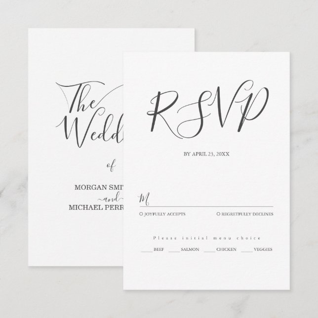 Hochzeit Minimalistischer Schrift RSVP Karte (Vorne/Hinten)