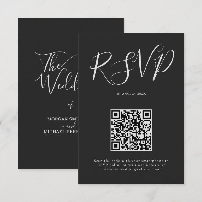 Hochzeit Minimalistischer Schrift RSVP Karte (Vorne/Hinten)