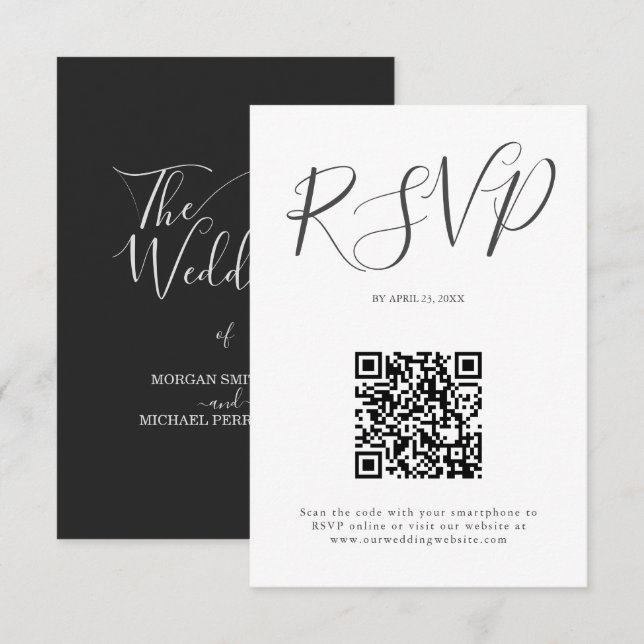 Hochzeit Minimalistischer Schrift RSVP Karte (Vorne/Hinten)