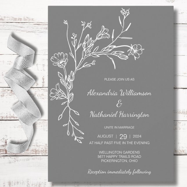 Hochzeit Minimalistischer Wildblumen Einladung (Von Creator hochgeladen)