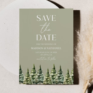 Hochzeit Minimalistischer Winterschneekiefern Save The Date