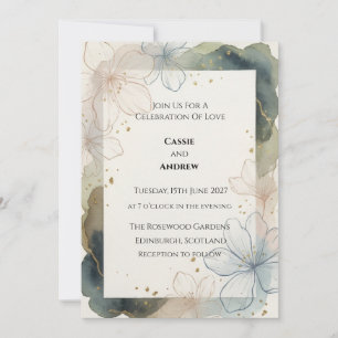 Hochzeit mit abstraktem floralem Design in blassem Einladung