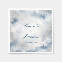 Hochzeit mit Abstraktem Wasser in Blau und Grau Serviette