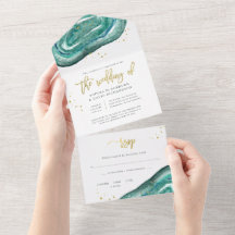 Hochzeit mit Aquamariner Wasserfarbe und Goldgeode