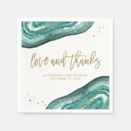 Hochzeit mit Aquamariner Wasserfarbe und Goldgeode Serviette