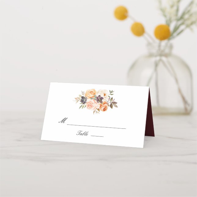 Hochzeit mit Aquarellbord, Gold und Rosa Platzkarte (Vorderseite)